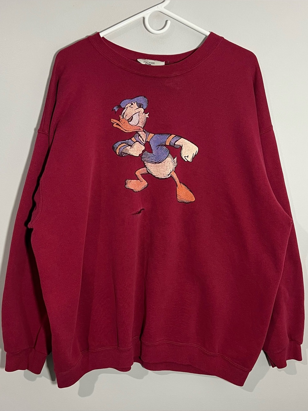 Vintage The Disney Store Donald Duck Burgundy Pullover Sweatshirt Adult 2XL